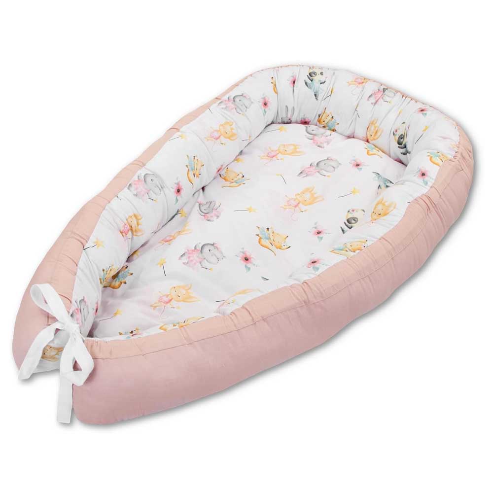 LULANDO Babynest, multifunktionales Kuschelnest für Babys und Säuglinge, Nestchen, Reisebett, 100% Baumwolle, antiallergisch, Standard 100 von Oeko-Tex (ROSA TÄNZERINNEN)